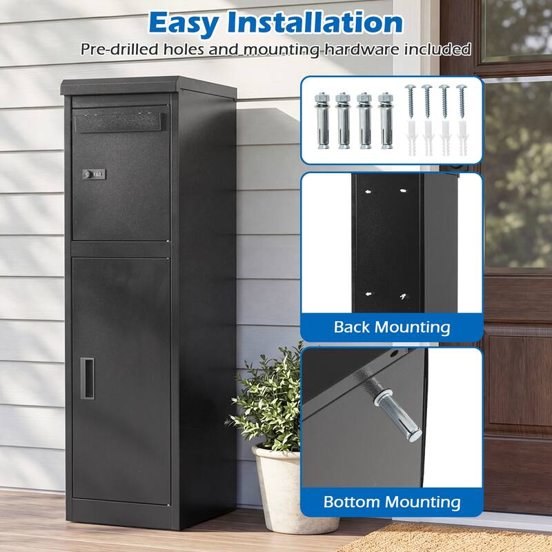 Gymax 44'' Package Delivery Box for Outside w/Lockable Doors Coded