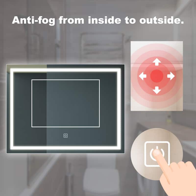 Bathroom LED Cosmetic Mirror with 3 Adjustable Color Temperatures