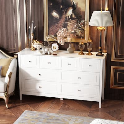 Chic Silver Knobbed White Dresser: Spacious and Elegant Storage Unit