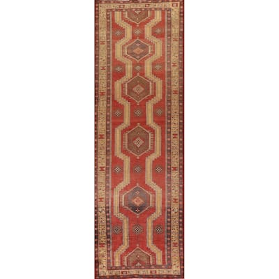 Vegetable Dye Ardebil Persian Runner Rug Hand-knotted Wool Carpet - 3'3"x 12'8"