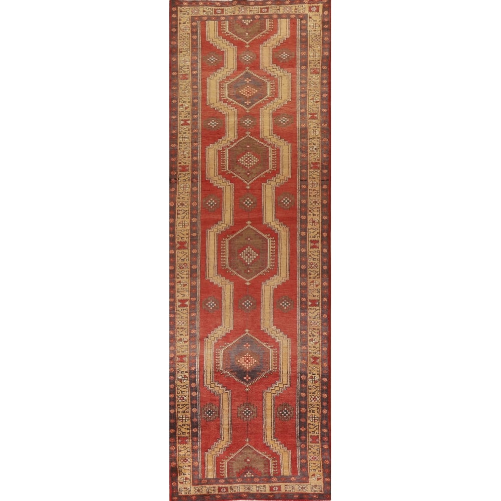 Vegetable Dye Ardebil Persian Runner Rug Hand-knotted Wool Carpet - 3'3"x 12'8"
