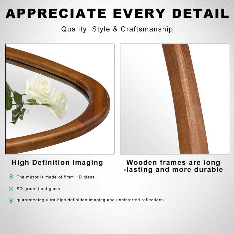 Irregular Mirror Asymmetrical Wood Wall Mirror
