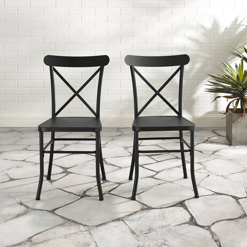 Crosley Astrid 2Pc Indoor/Outdoor Metal Dining Chair Set - 17.75"dx19"x34.88"