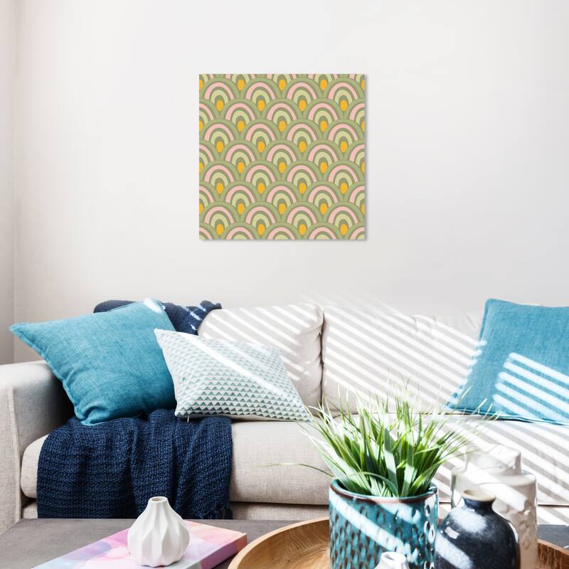 Wynwood Studio Canvas Abstract Hello Dear Garden Green and Light Pink Wall Art Canvas Print