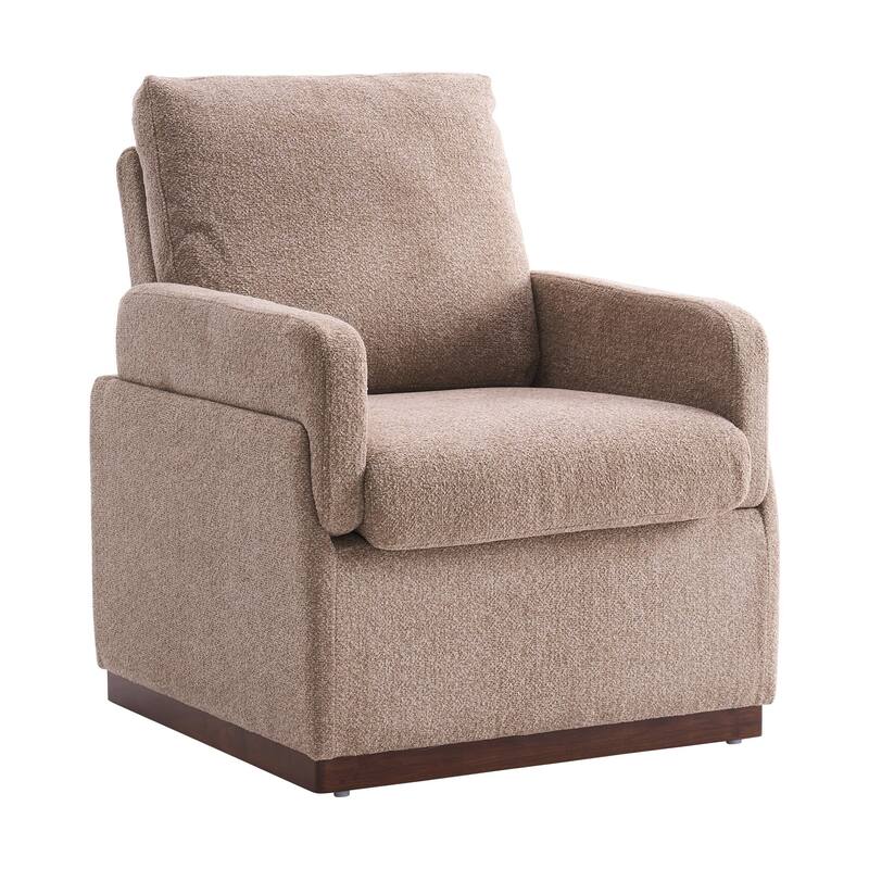 Modern Boucle Fabric Upholstered Accent Arm Chair for Living Room - Brown