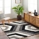 preview thumbnail 1 of 4, Livabliss Bologna Block Geometric Plush Area Rug Black/Grey - 5' 3" x 7'