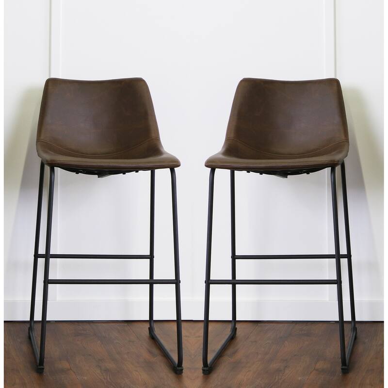 Middlebrook Prusiner 29-inch Faux Leather Bar Stool, Set of 2