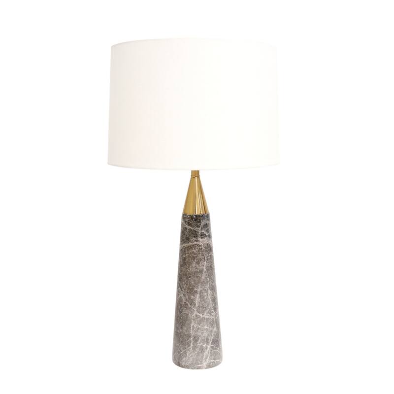 Pasargad Home Radiance Spire Marble & Gold Accented Table Lamp - H29" x W15" x D15" - H29" x W15" x D15" - Grey