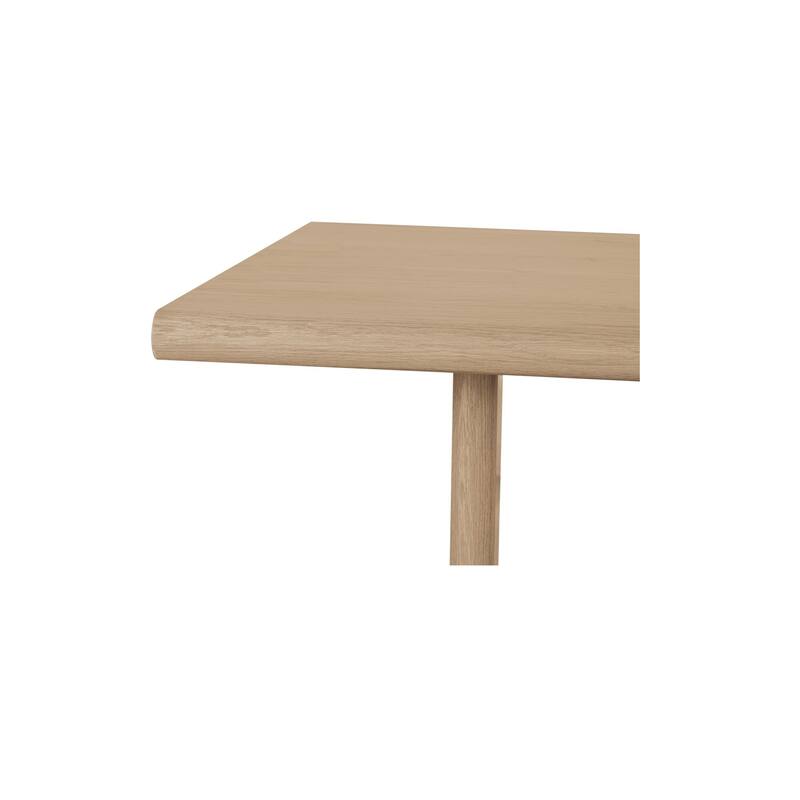 NADAAL STUDIOS Thornefield Dining Table for 6, Oak Veneer Top, Metal Spreader Bar, Modern Edge Design, Natural Finish