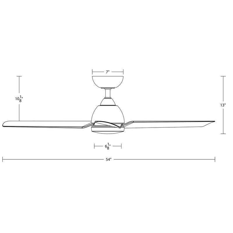 Mocha Indoor/Outdoor 3-Blade Smart Ceiling Fan 54in with Remote Control and Wall Cradle - 54