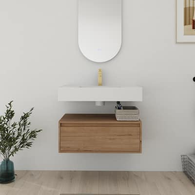 Bathroom Vanity With Sink In 30/60 Inch, Floating Bathroom Vanity With Soft Close Drawer