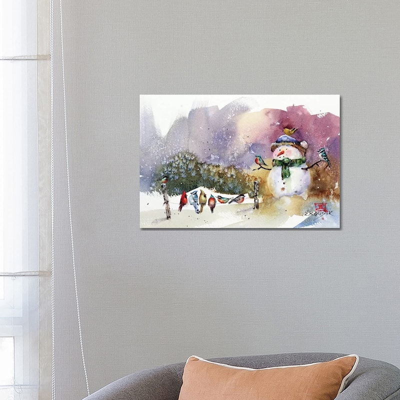 iCanvas "Snowman And Songbirds" by Dean Crouser Canvas Print - 18x26x1.5