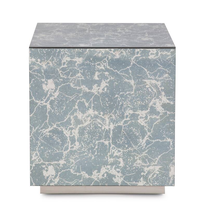 Allan Andrews Paxton Mirrored Side Table - 16 x 16 x 17 - 16 x 16 x 17 - Marbled - Glass