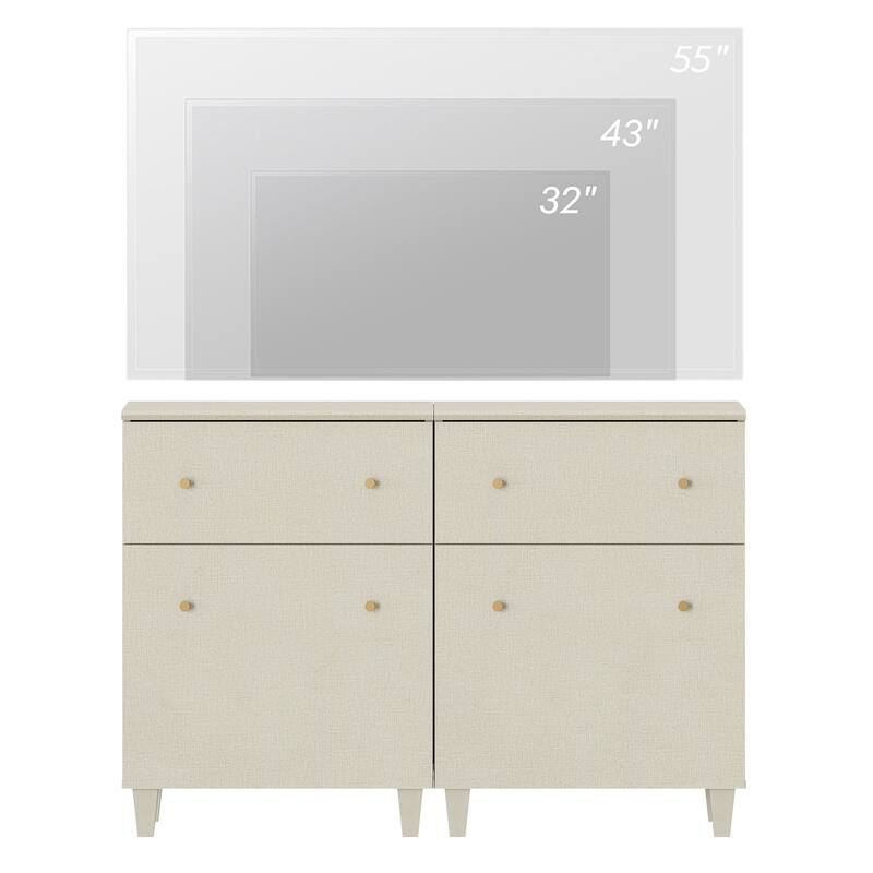 WAMPAT Modern TV Cabinet Stand with Drawers and Door