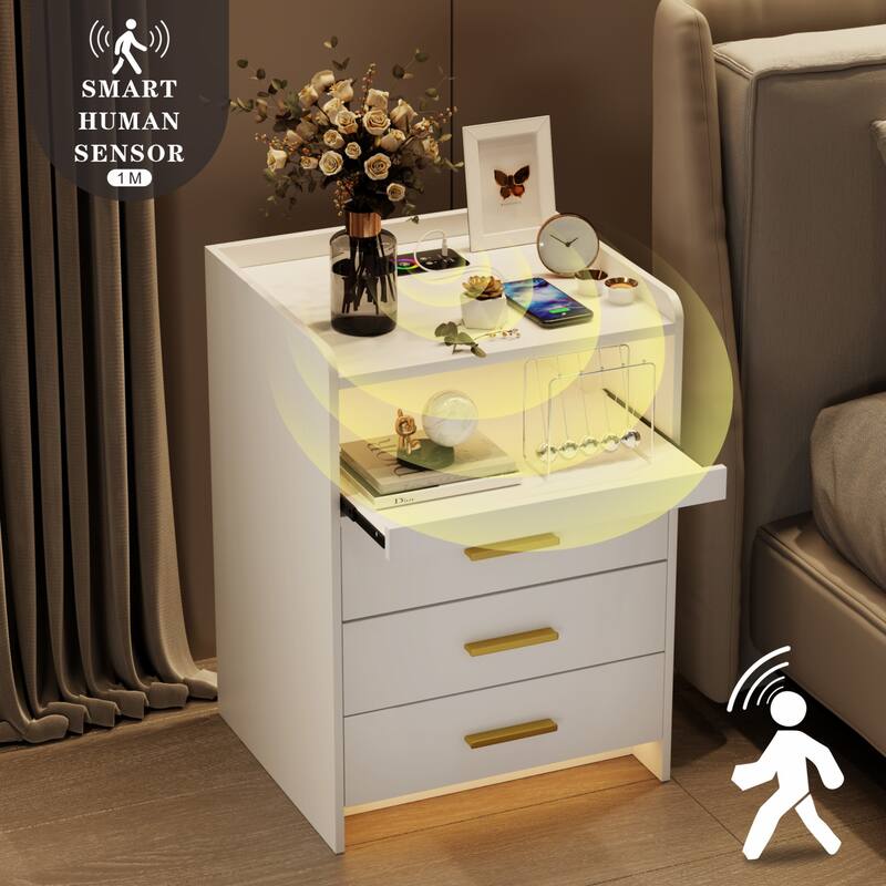 3 Drawer Nightstand With Light