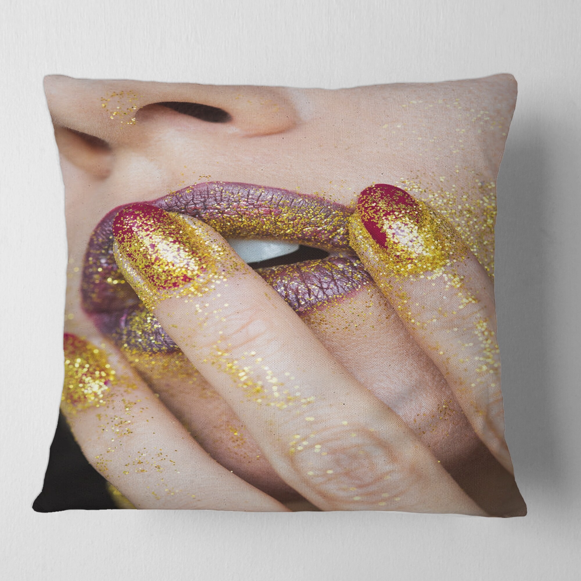 Gold glitter sale pillow