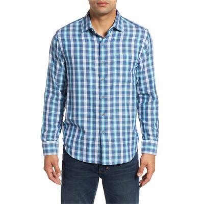 Tommy Hilfiger Mens Plaid Button Up Shirt,, Blue, Small