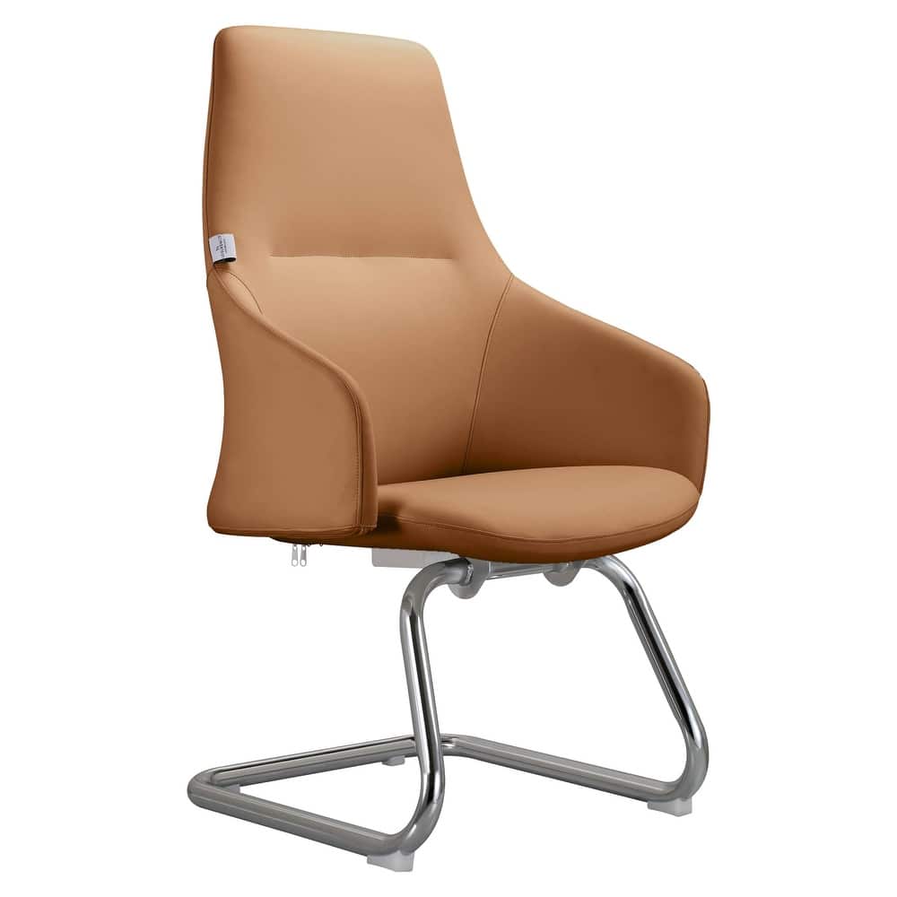 Celeste Modern Leather Executive Office Chair with Iron Frame, Fixed Armrests, Foam Padding, Easy-Clean & Quick Assembly