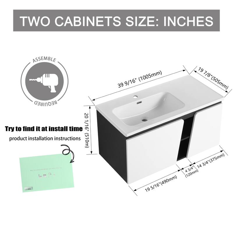 Bathroom Vanity With Sink In 32/36/40/84/76/92 Inch, Floating Bathroom Vanity With Soft Close Door
