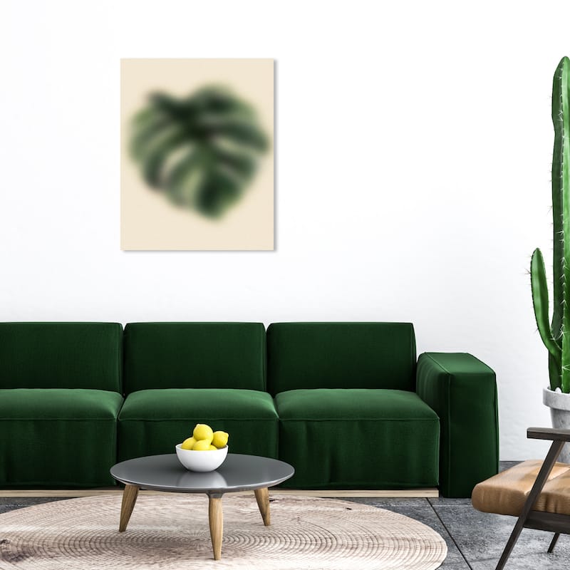 Wynwood Studio Canvas Floral and Botanical Blurred Monstera Green Modern & Contemporary Wall Art Canvas Print - 30 x 36