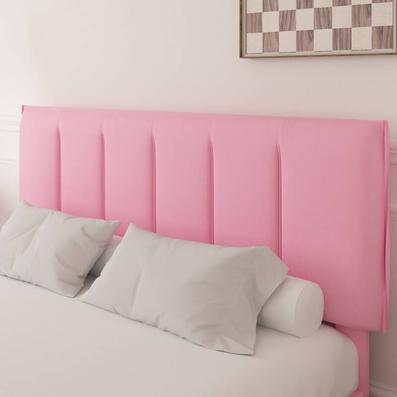Pink Bed Frame with 4 Storage Drawers, Upholstered Platform Bed Frame with Adjustable Headboard