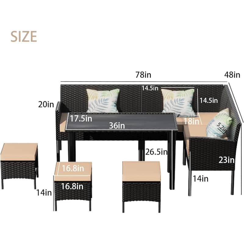 7-Piece Outdoor Patio Conversation Set Outdoor Furniture Set with Waterproof Cushions