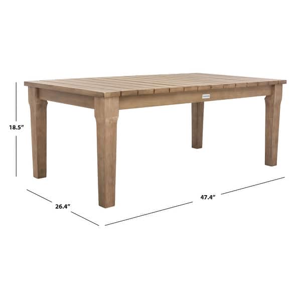 dimension image slide 1 of 2, SAFAVIEH Couture Martinique Wood Patio Coffee Table. - 47"W x 26"D x 19"H