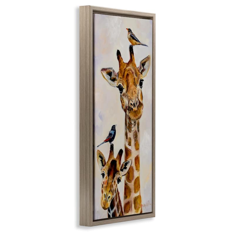 Stupell Giraffe & Perched Birds Framed Floater Canvas Wall Art Design by Karen Weber Fine Art