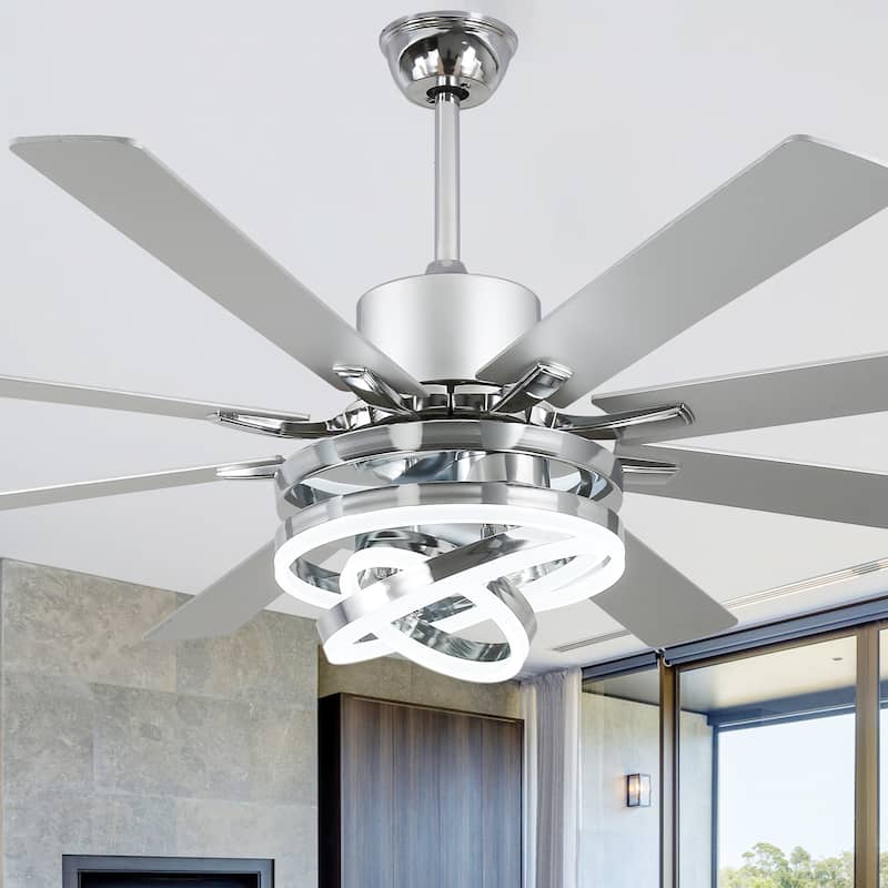 Bella Depot 72" Modern Large Ceiling Fan with Dimmable LED Light and Remote Control 6-Speed Reversible DIY Shade Chandelier
