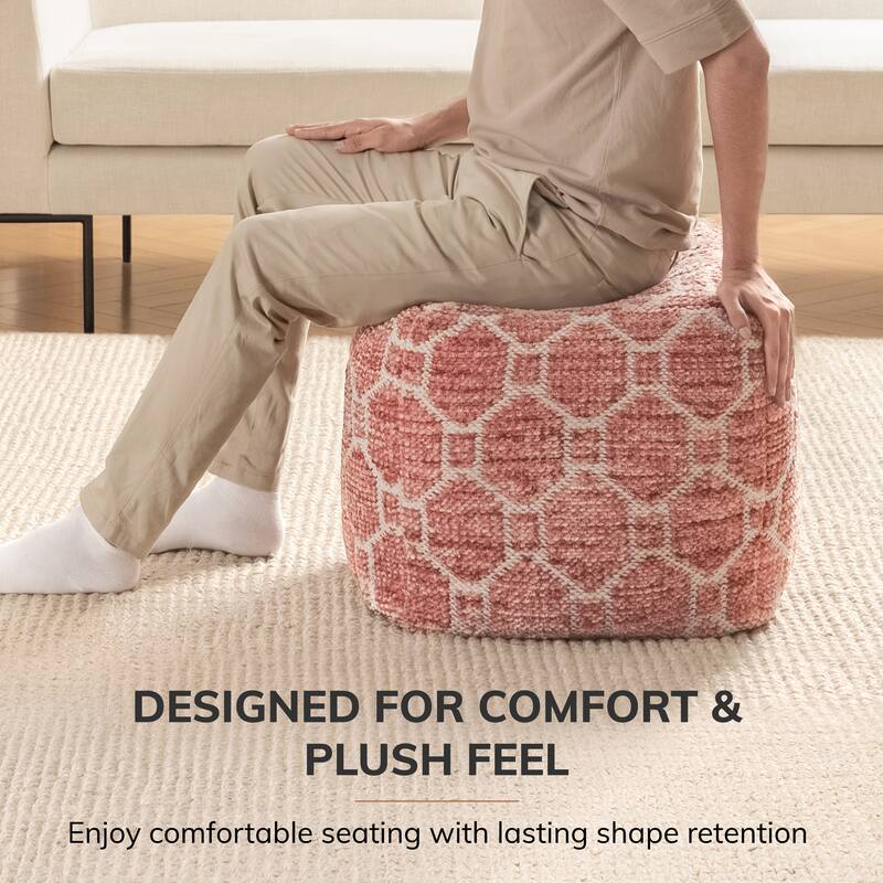 Jani 20-inch Ottoman Pouf - Handcrafted Handmade Ottoman for Seating, Footrest, Home Decor for Living Room, Bedroom