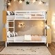 preview thumbnail 2 of 12, White Twin Over Twin Modern Metal Bunk Bed ,Storage Platform Beds with Ladder and Shelves