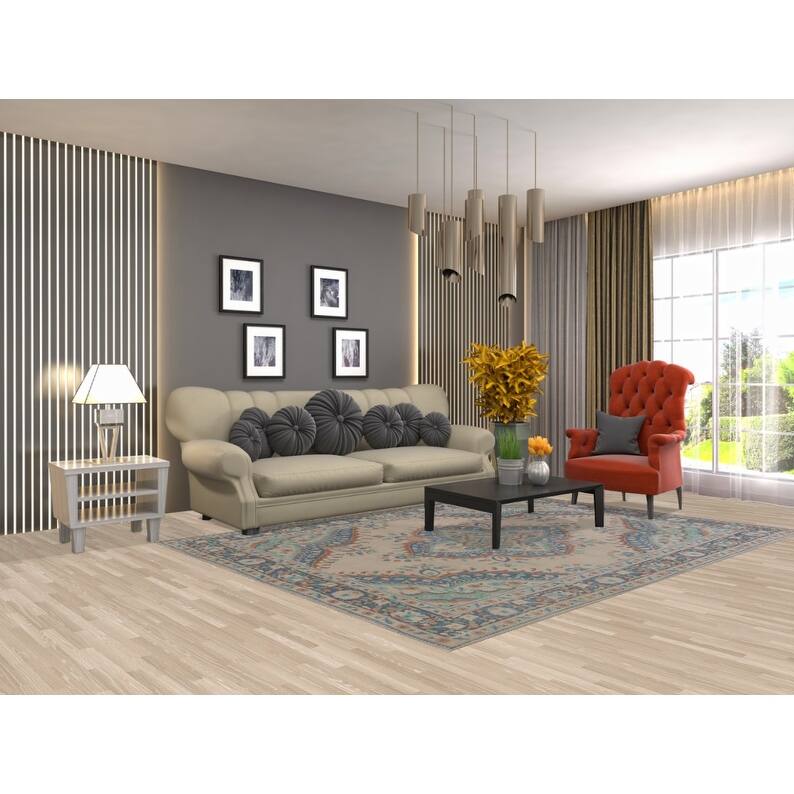 Hand Knotted Oriental 100% Wool Carpet Traditional Floral Beige & Ivories Tabriz Area Rug - 8' 8'' X 6' 5''