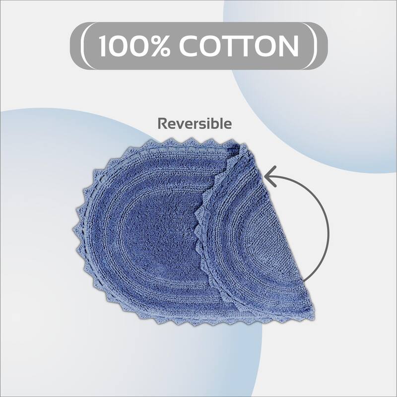 Better Trends Oval Bath Rugs Set 100% Cotton Soft & Water Absorbent Tufted Bathroom Rug for Shower, Sink Bath Mats Lilly Crochet