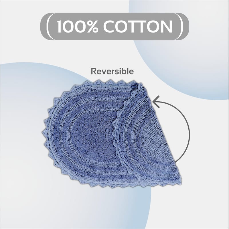 Better Trends Oval Bath Rugs Set 100% Cotton Soft & Water Absorbent Tufted Bathroom Rug for Shower, Sink Bath Mats Lilly Crochet