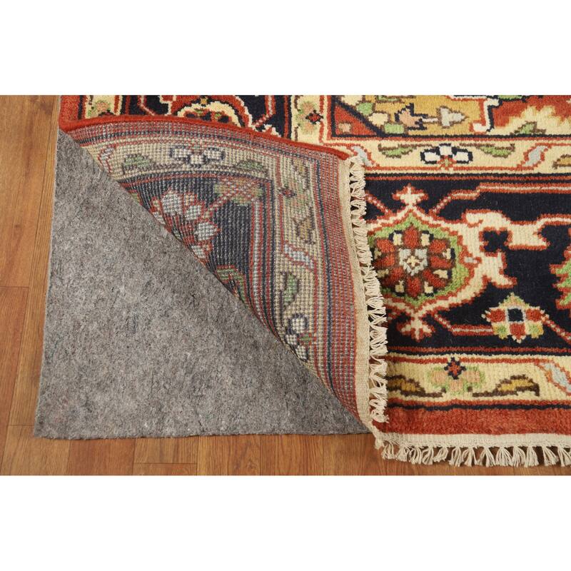 Geometric Medallion Heriz Serapi Indian Rug Hand-Knotted Wool Carpet - 8'10" x 12'0"