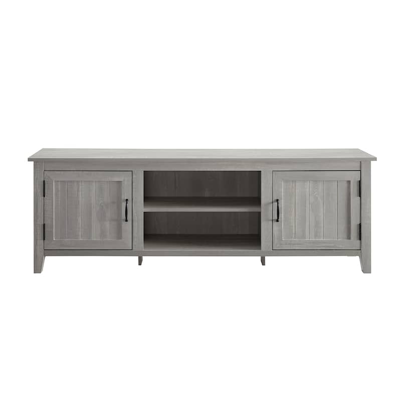 Multifunctional Modern Farmhouse 2-Door Grooved TV Stand Spacious Storage Space