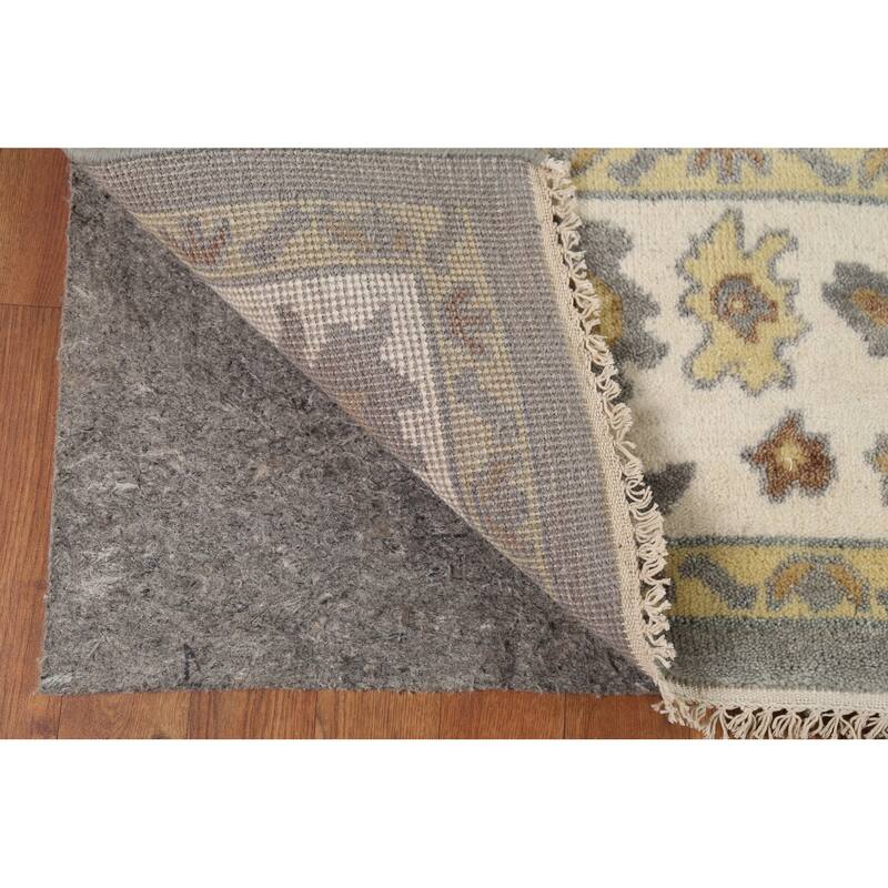 Gray Floral Oushak Indian Area Rug Handmade Wool Carpet - 8'3"x 9'9"