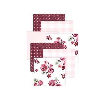 Little Treasure Hudson Baby Girls Cotton Poly Flannel Receiving Blankets Multipack, Red Sweet Roses, 30x30 inches