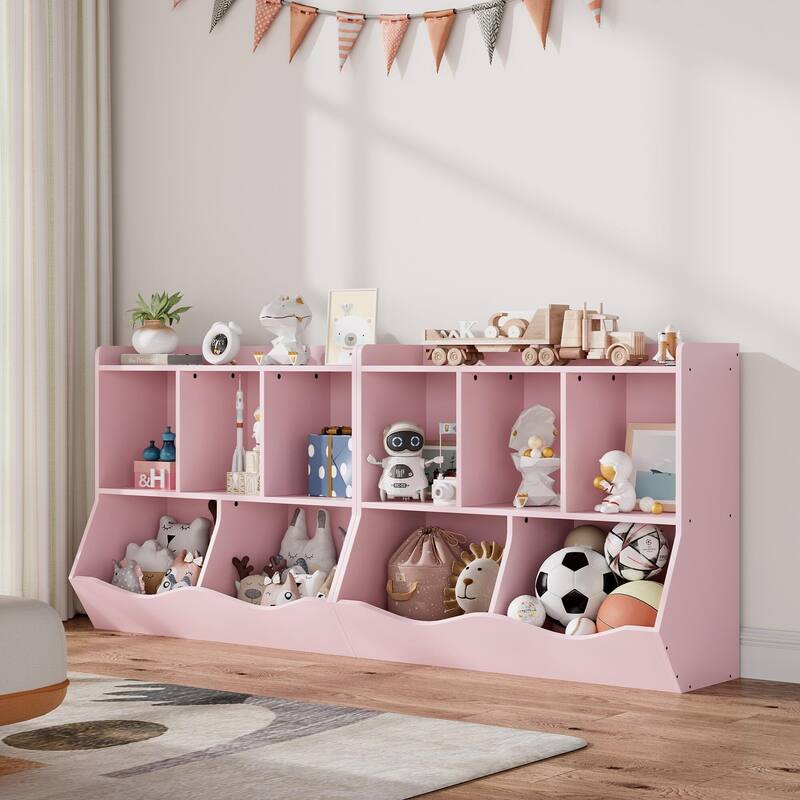 Kids Bookshelf and Bookcase Toy Storage Multi Shelf with Cubby Organizer Cabinet for Boys Girls