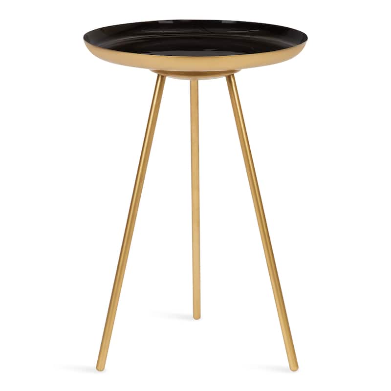 Kate and Laurel Laranya Round Metal Side Table - 15x15x22.5 - Gold/Black