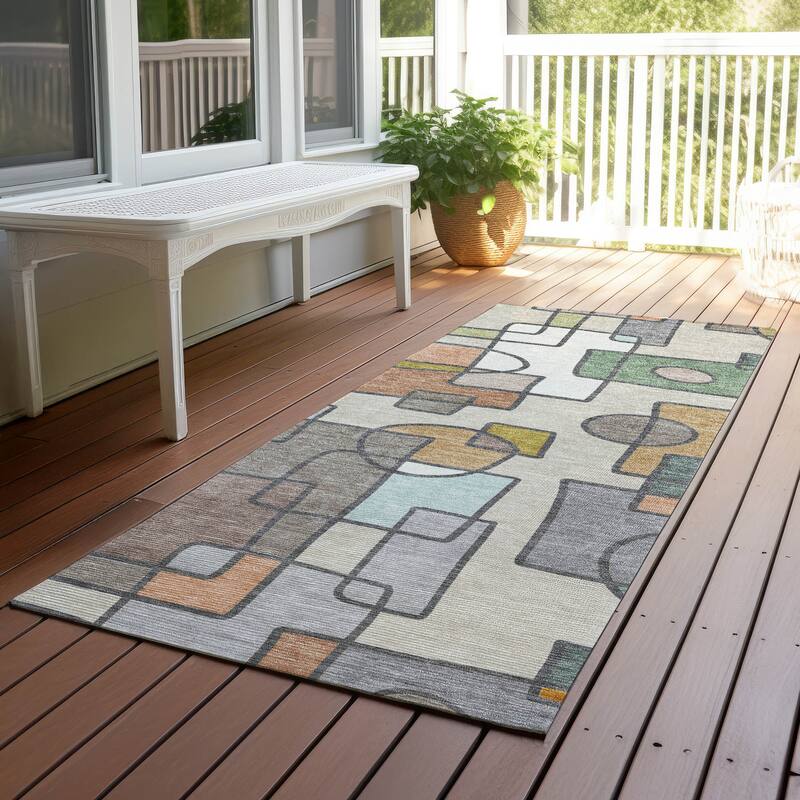 Machine Washable Indoor/ Outdoor Contemporary Prenner Chantille Rug - Beige - 2'3" x 7'6"