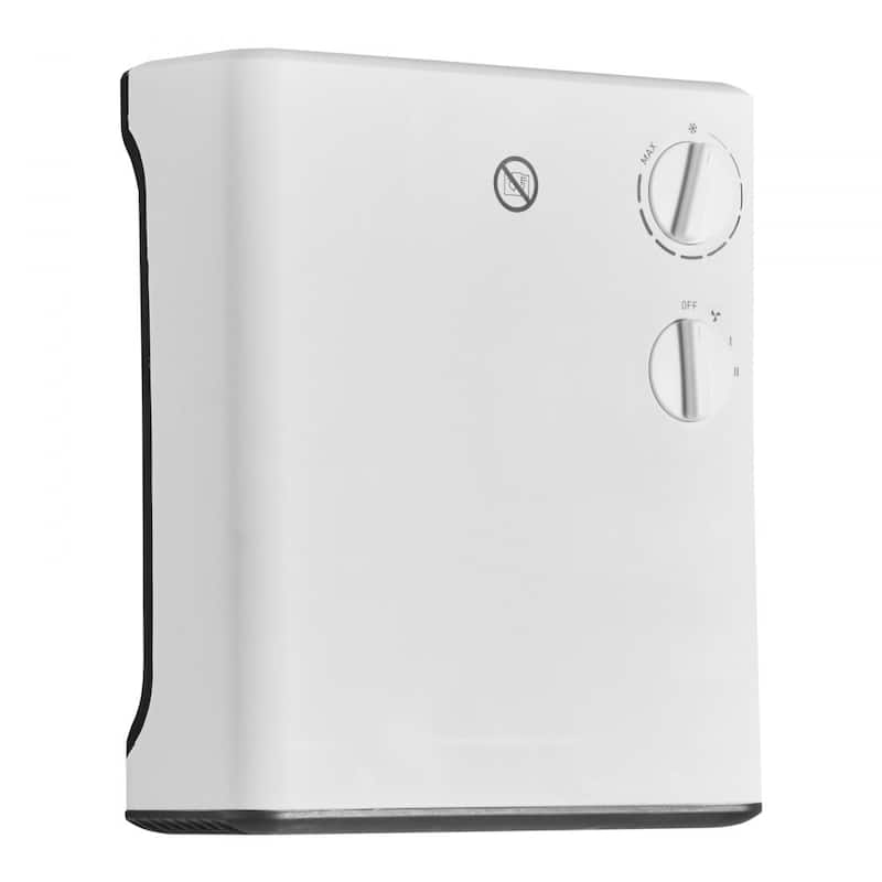 White 1500W Electric Wall Heater with Fan, Tabletop and Safety Features - 9.57 x 4.33 x 5.7 in