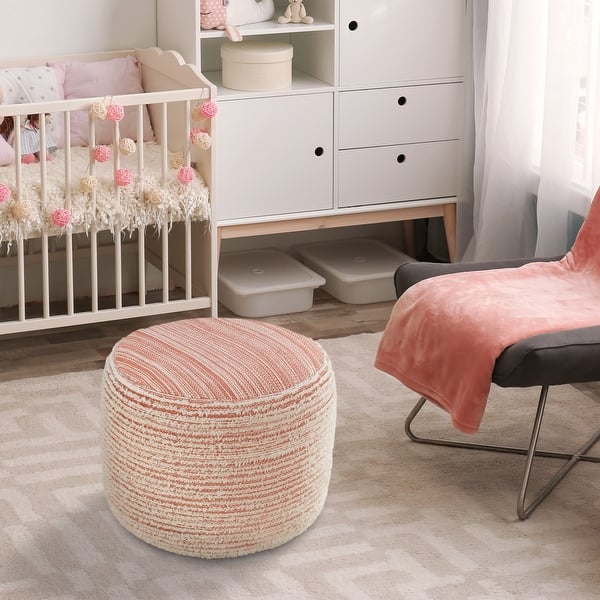 slide 2 of 16, LR Home Tropical Textured and Distressed Pouf Coral/White