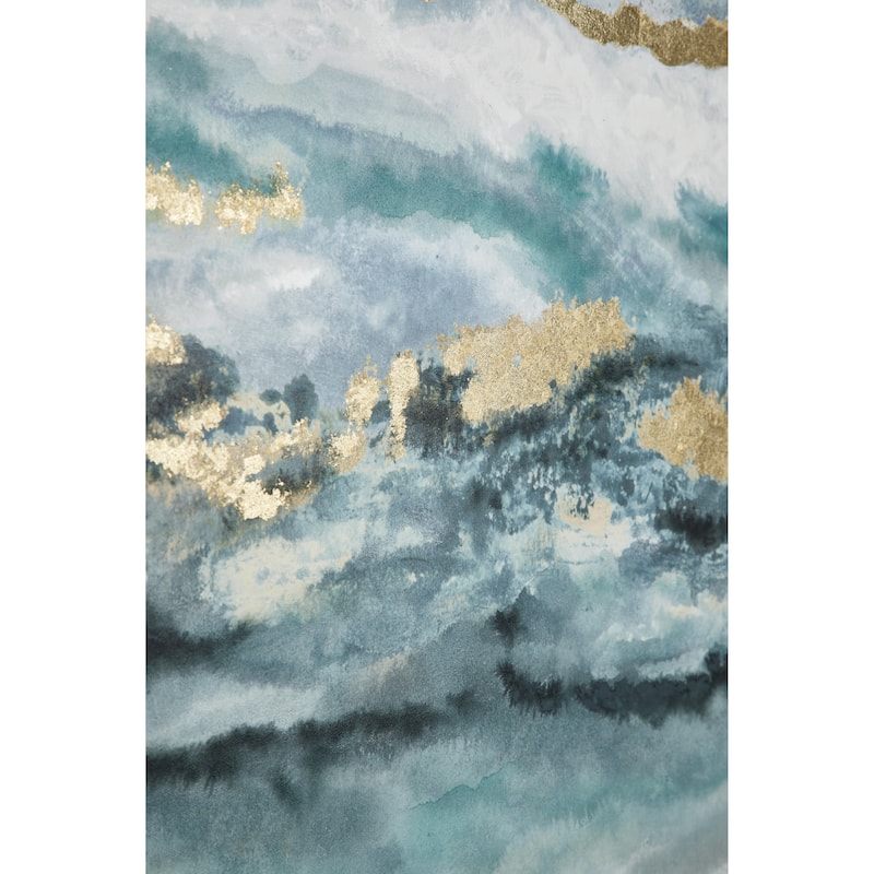 Canvas Geode Enlarge Slice Living Room Framed Wall Art with Gold Frame - Teal - Roche River Decor