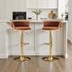 preview thumbnail 45 of 155, Velvet Upholstered Adjustable Bar Stool Swivel Counter Chair Set of 2 Set of 2 - Orange/Gold