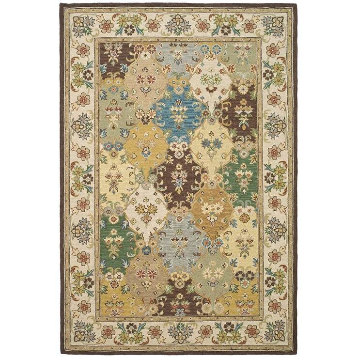 SAFAVIEH Handmade Roslyn Husnida Modern Floral Wool Rug - 4' x 6' - Multi/Taupe - Rectangle