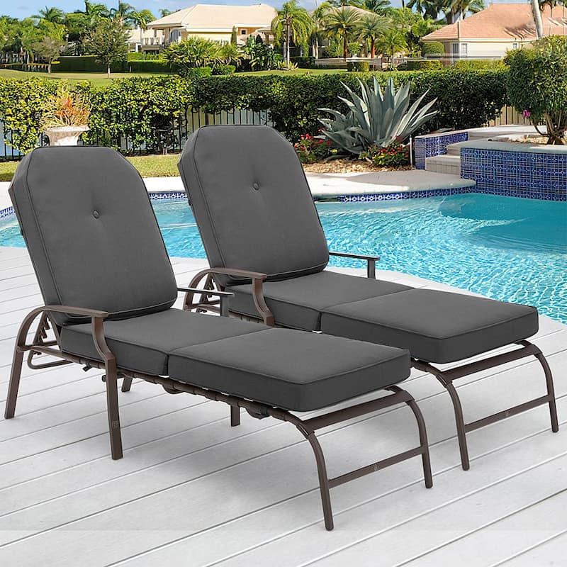 AECOJOY adjustable Outdoor Chaise Patio Lounge Chair (Set of 2)