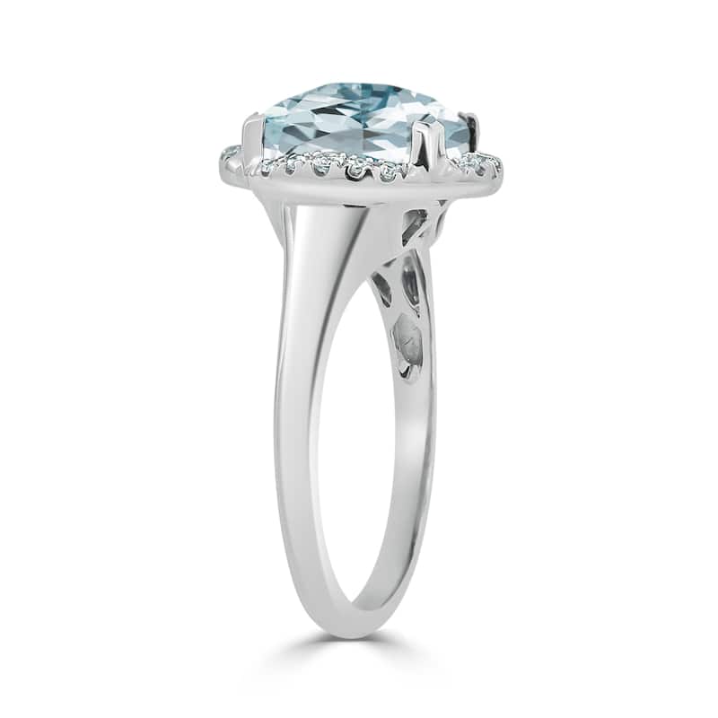 Auriya 2 3/8ct Cushion-cut Aquamarine Halo Diamond Engagement Ring 1/8ctw 14k Gold