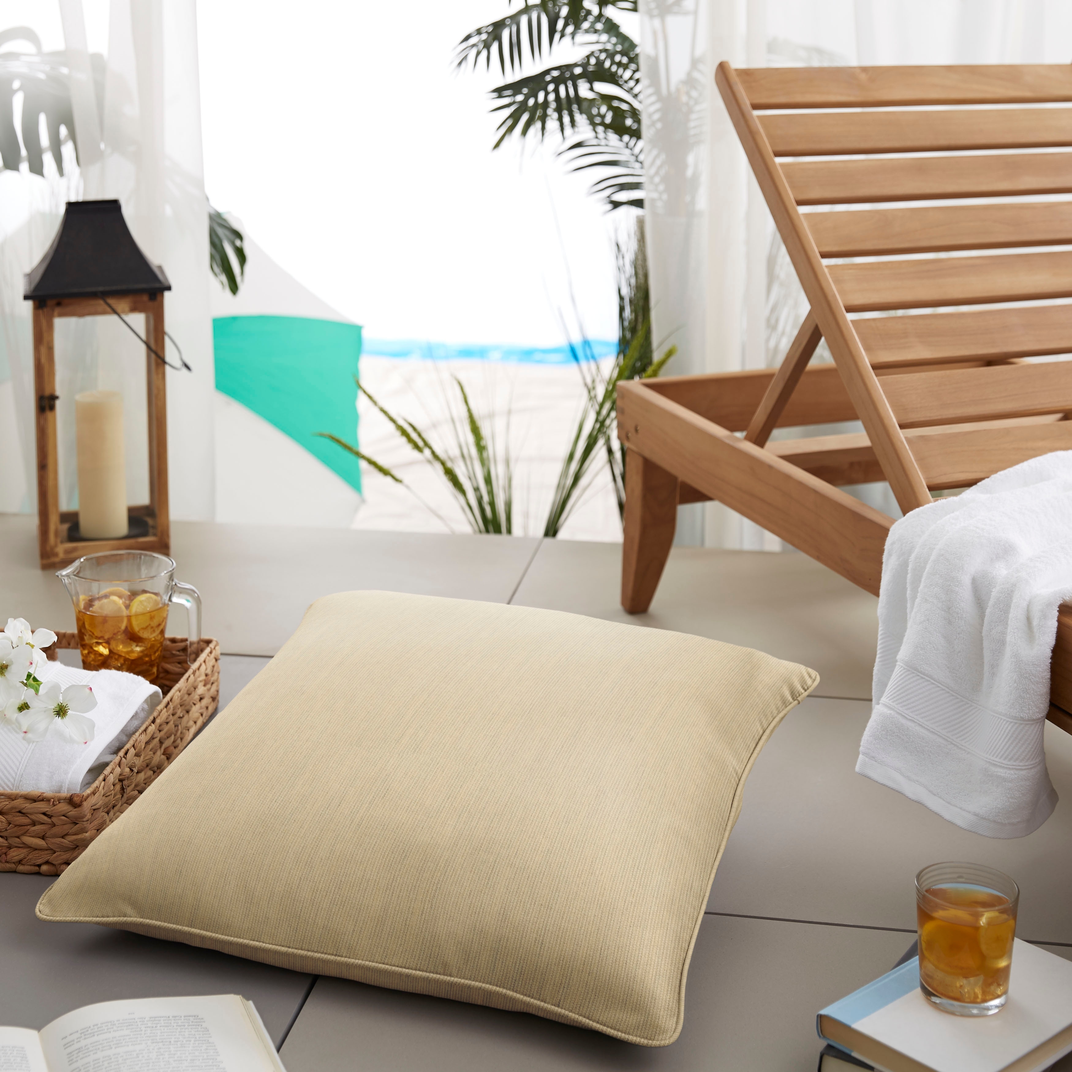 Sorra Home Sunbrella Outdoor Corded Floor Pillow Single