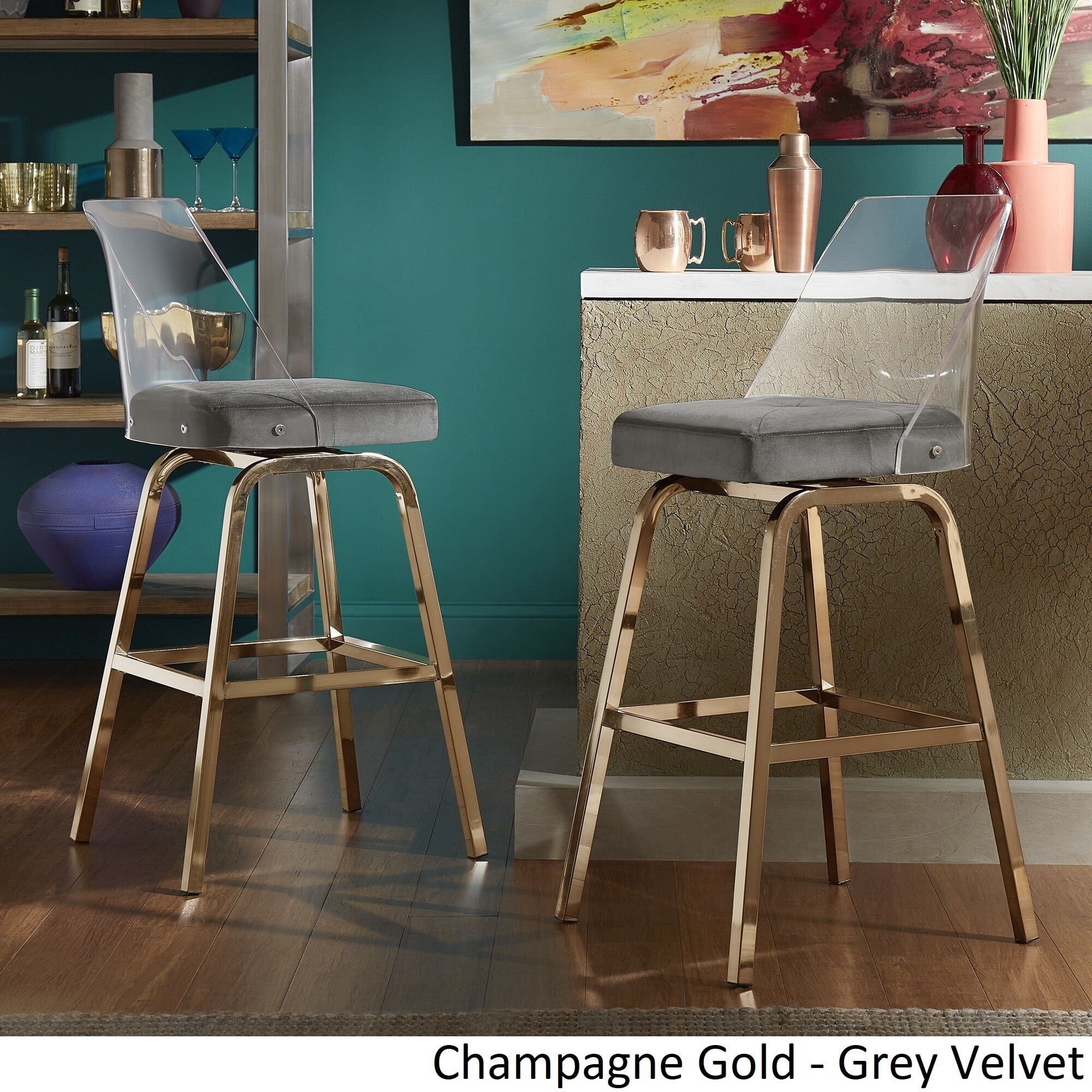 Champagne velvet bar best sale stools